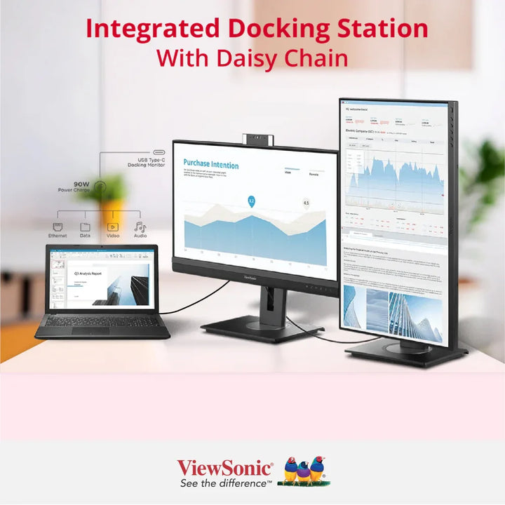 ViewSonic VG2757V-2K 27” QHD 100Hz Video Conferencing Docking Monitor with Windows Hello and Zoom® Certified Pop-up Webcam and 5W speakers - ViewSonic Store