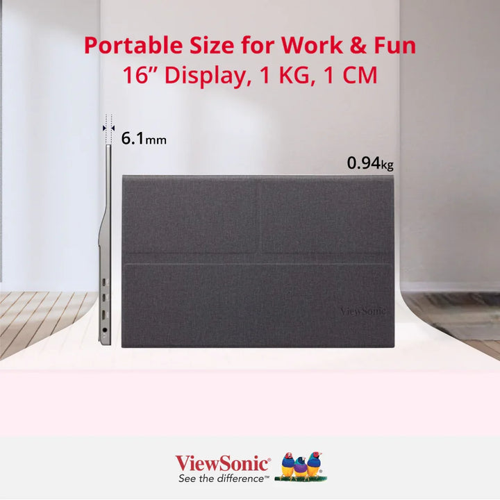 ViewSonic TD1655 16" Touch Portable Monitor 1920 x 1080 USB-C Mini HDMI - ViewSonic Store