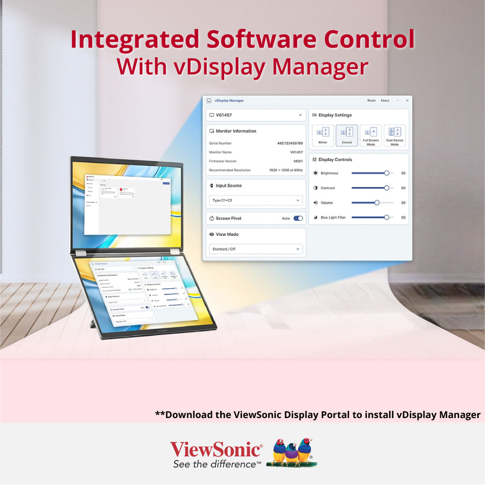 ViewSonic VG1457 14" WUXGA FHD+ Dual Screen Portable Monitor