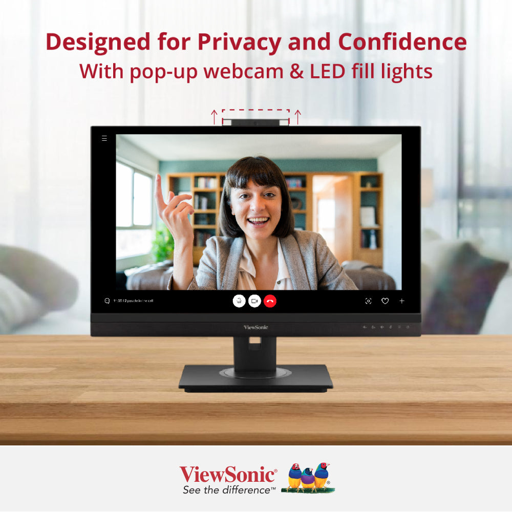 ViewSonic VG2757V-2K 27” QHD 100Hz Video Conferencing Docking Monitor with Windows Hello and Zoom® Certified Pop-up Webcam and 5W speakers