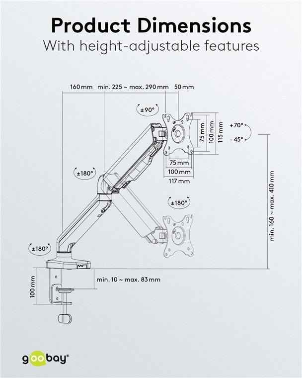 Goobay Single Monitor Mount with Gas Spring (17-32 Inch)