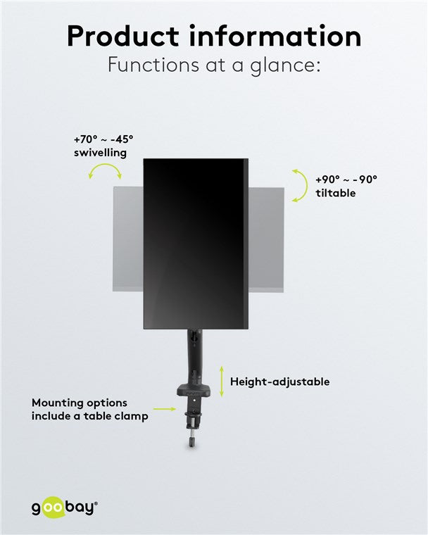 Goobay Single Monitor Mount with Gas Spring (17-32 Inch)