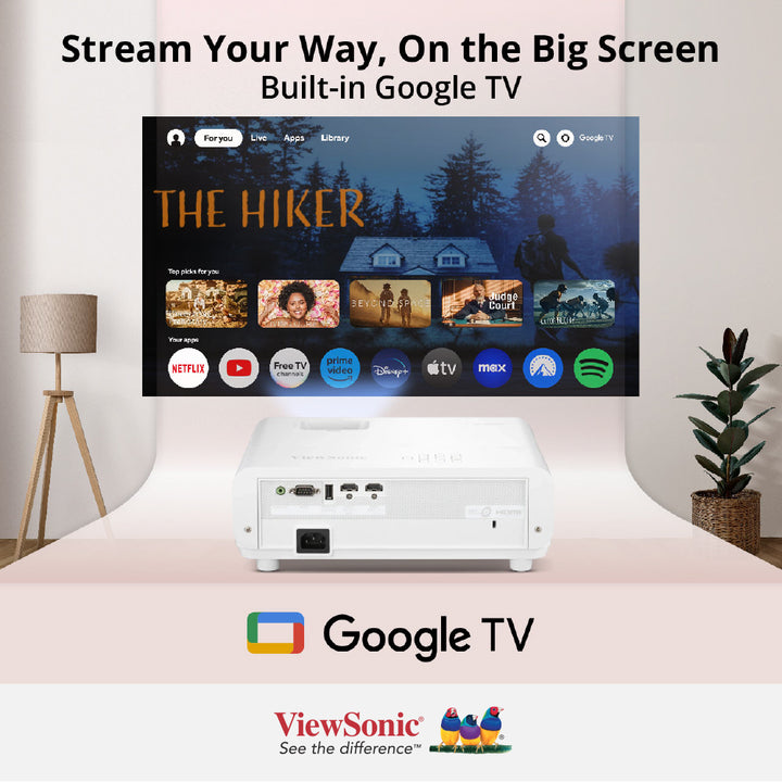 ViewSonic LX720-4K 3,500 ANSI Lumens 4K Smart Laser Home Projector