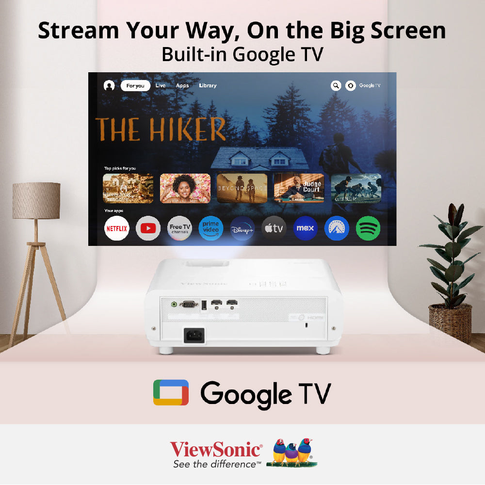 ViewSonic LX750-4K 4,000 ANSI Lumens 4K Smart Laser Home Projector