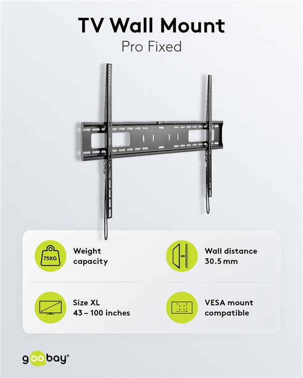 GOOBAY TV Wall Mount Pro Fixed XL (43-100 Inch)