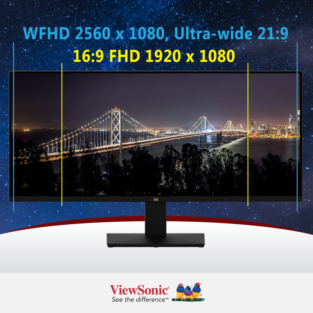 ViewSonic VA2932-MHD 29" Ultra-wide Monitor 2560 x 1080, 75 Hz, HDMI/DP