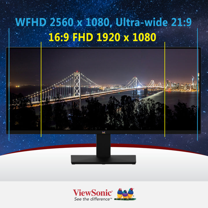 ViewSonic VA2932-MHD 29" Ultra-wide Monitor 2560 x 1080, 75 Hz, HDMI/DP