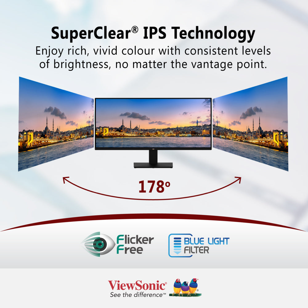 ViewSonic VA2932-MHD 29" Ultra-wide Monitor 2560 x 1080, 75 Hz, HDMI/DP